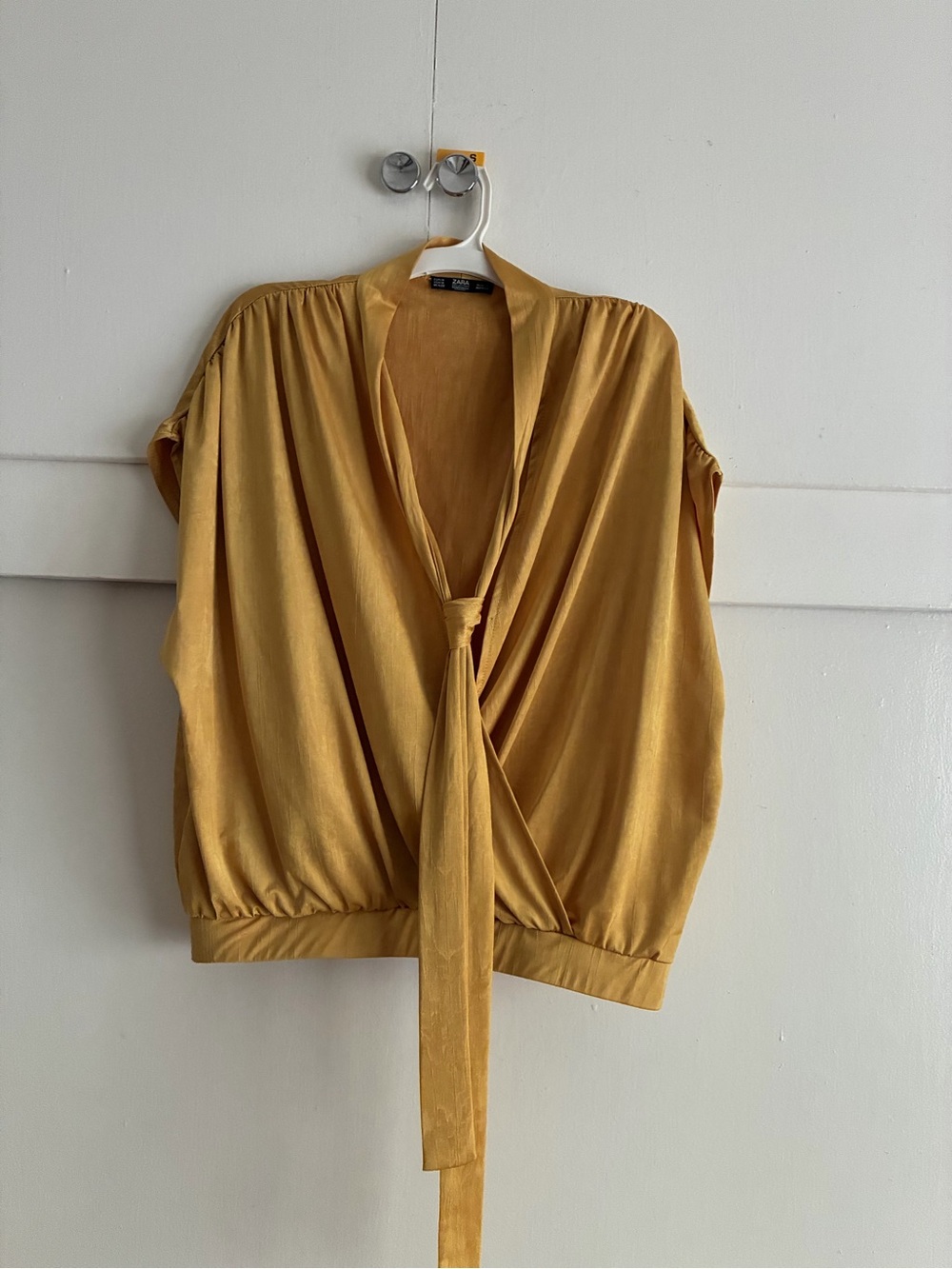Zara Women’s Mustard Tie-Front Blouse
